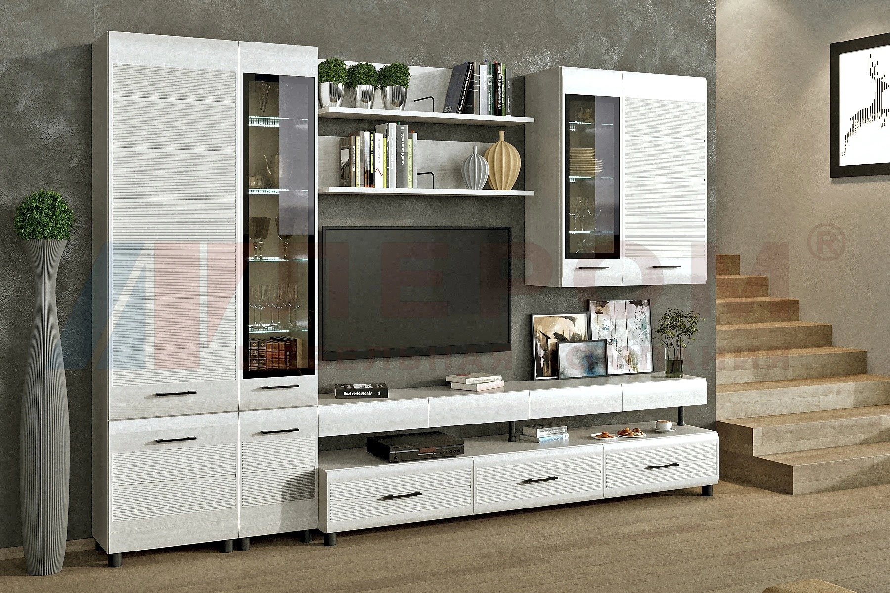 Гостиная-Стенка Камелия  №1 (В-2172 х Ш-3060 х Г-452 мм)