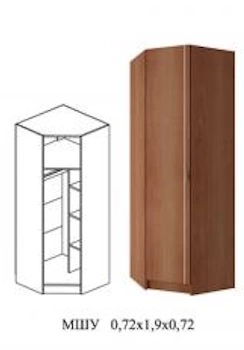 Угловой Шкаф Марк ЛДСП- МШУ Венге/Белфорт (Ш-720 х В-1900 х Г-720 мм)