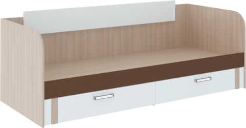 Кровать "Волкер" с ящиками М 13 Ясень Шимо Светлый + Белый/Арабика