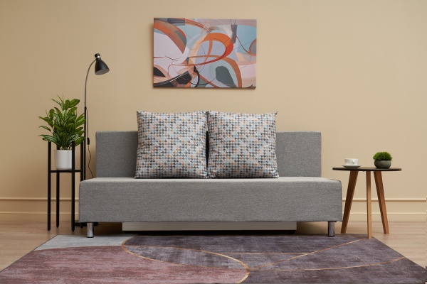 Диван еврокнижка Этно лайт серый / принт мозаика