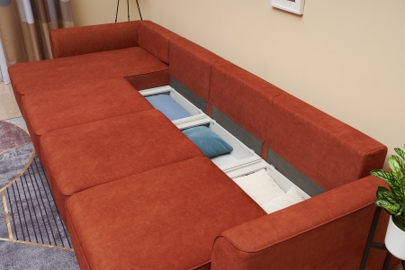 Диван угловой еврокнижка Имир MODOOL MAX оранжевый