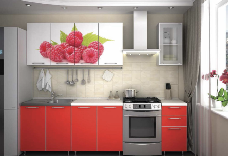 Кухонный Гарнитур Фотопечать Малина/Красный 2000 мм