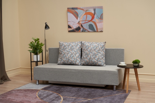 Диван еврокнижка Этно лайт серый / принт мозаика