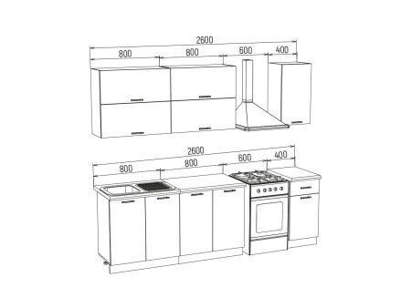 Кухонный Гарнитур ЛДСП Дуб Крафт/Белый №2 2000 мм