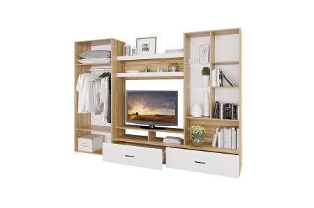 Гостиная Ницца-1 ( Ш-2800 мм x В-2000 мм x Г-466 мм)/Разные Цвета