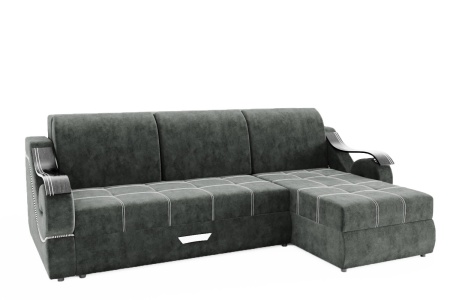 Диван Угловой Дубаи-2 (Пружинный Блок) с Оттоманкой и Ножками-Кубышками (Ш-2750 х Г-1600 х В-750 мм)/Разные Цвета