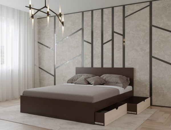 Кровать с Выдвижными Ящиками и Матрасом в Подарок/Разные Цвета