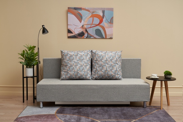 Диван еврокнижка Этно лайт серый / принт мозаика