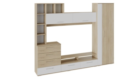 Стенка «Нэнси» Дуб Сонома/Белый Ясень (Ш-2464 x В-1947 x Г- 375 мм)