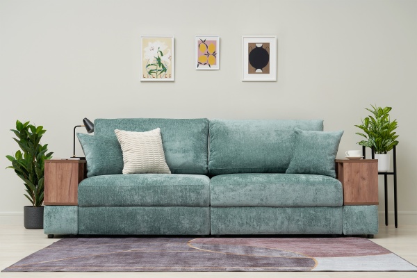 Диван пантограф Рон MODOOL с барами бирюзовый