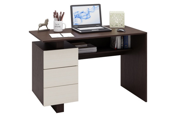 Письменный стол Ренцо-2 (Ш-1200 X В-780 X Г-600 мм) Венге/Дуб Молочный